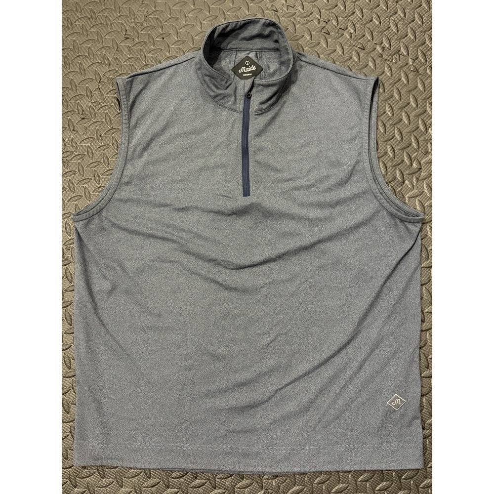 Maide by Bonobos Quarter 1/4 Zip Golf Vest Large Gray Pull Over Outdoor Soft EUC